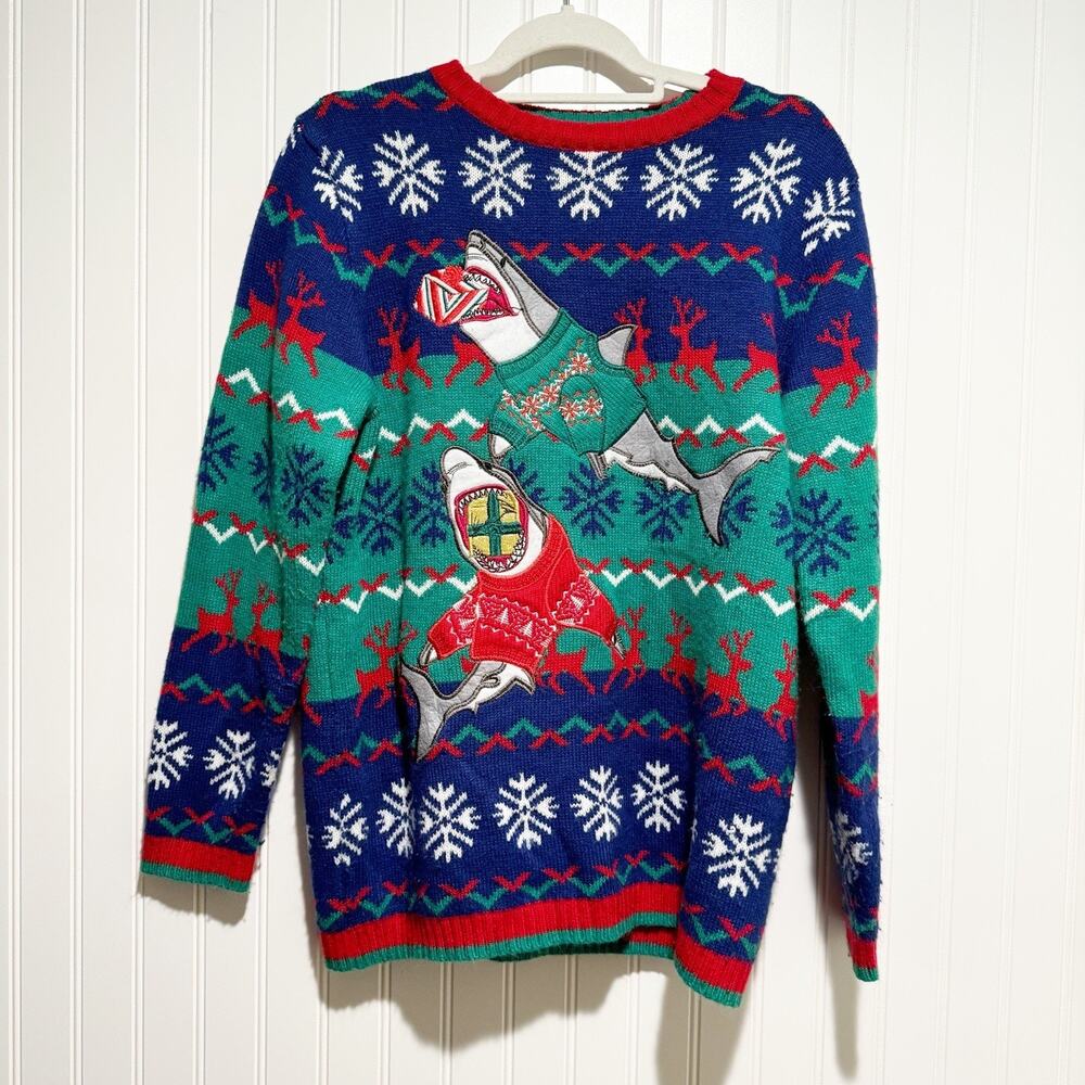 Celebrate Together Shark Christmas Sweater Boys XL